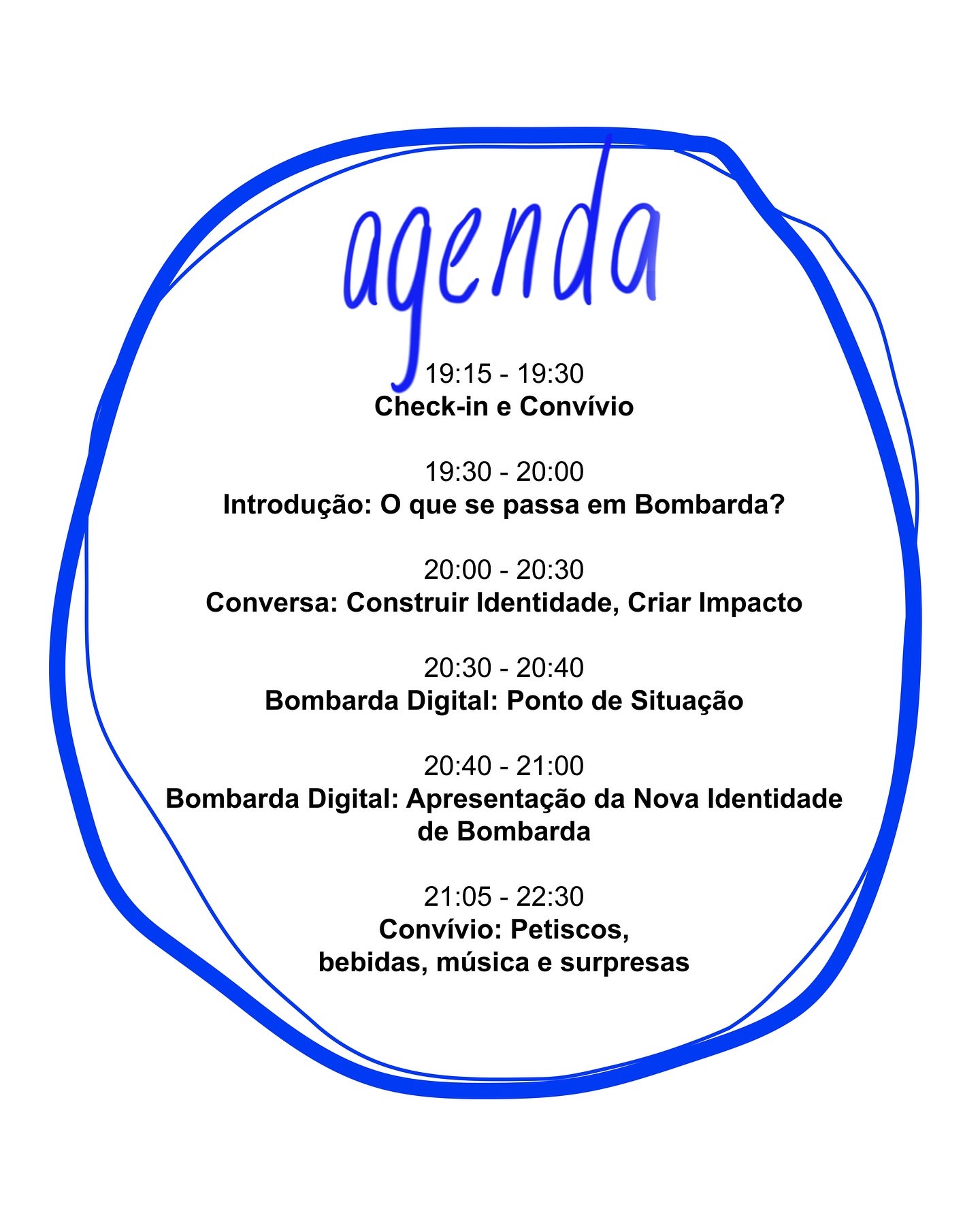 agenda evento meetup identidade bombarda
